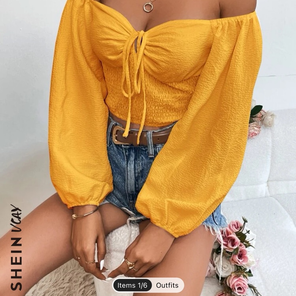 SHEIN yellow off the shoulders blouse extra small